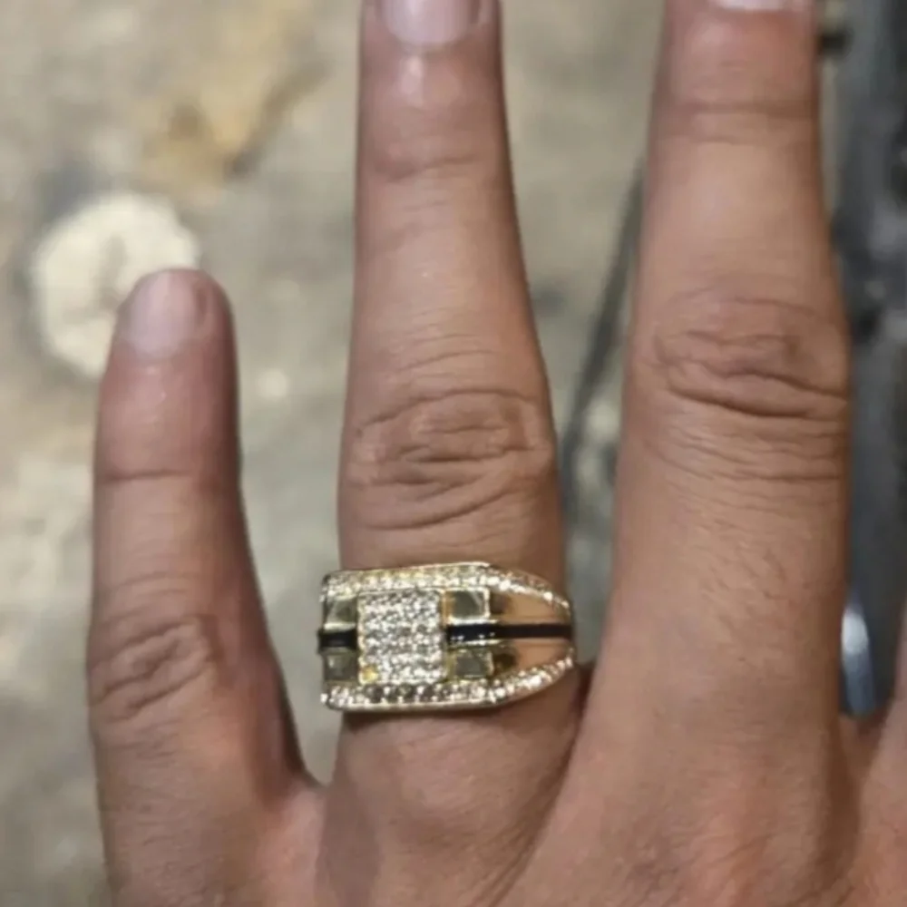 Gold and Black Men's Ring Sz 7